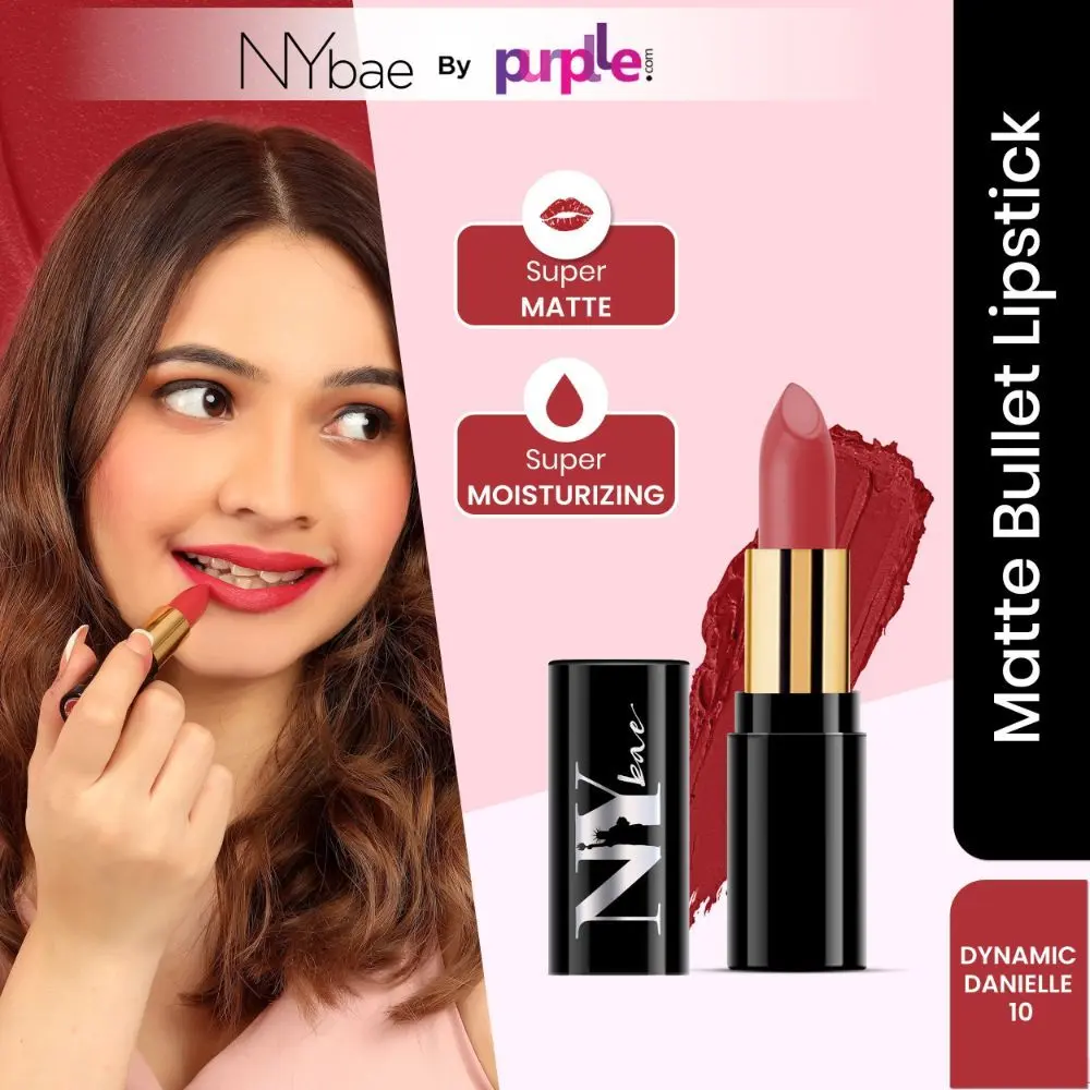 NY Bae Super Matte Lipstick - Passionate Pamela 12 (4.2 g) | Nude Pink | Loaded With Vitamin E | Rich Colour | Long lasting | Smudgeproof | Vegan