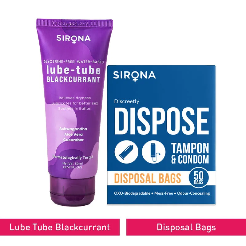 Sirona Glycerine Free Natural Blackcurrent Lubricant Gel With Condoms Disposal Bags Combo