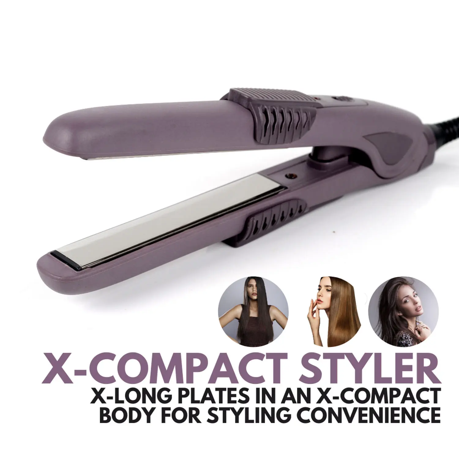 Alan Truman X-Compact Styler | Extra Long Plates| Ceramic Coated Plates Ensure Frizz Free Styling | Long Lasting Results In A Compact Size Straightner| Compact And Slim|Sturdy And Long Lasting Hinge Enhance The Life Of The Straightener