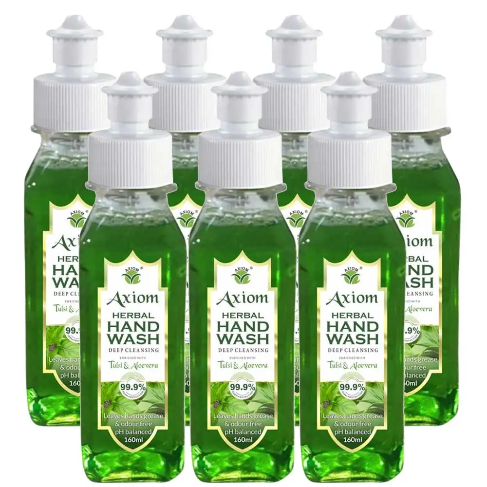 Axiom Herbal Hand Wash,  Tulsi & Aloevera  160 ml  99.9% Germs Protection Pack of 7