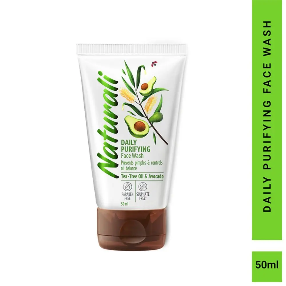 Naturali Daily Purifying Face Wash | With Tea Tree Oil & Avocado | Prevents Pimples & Controls Oil 50 Ml