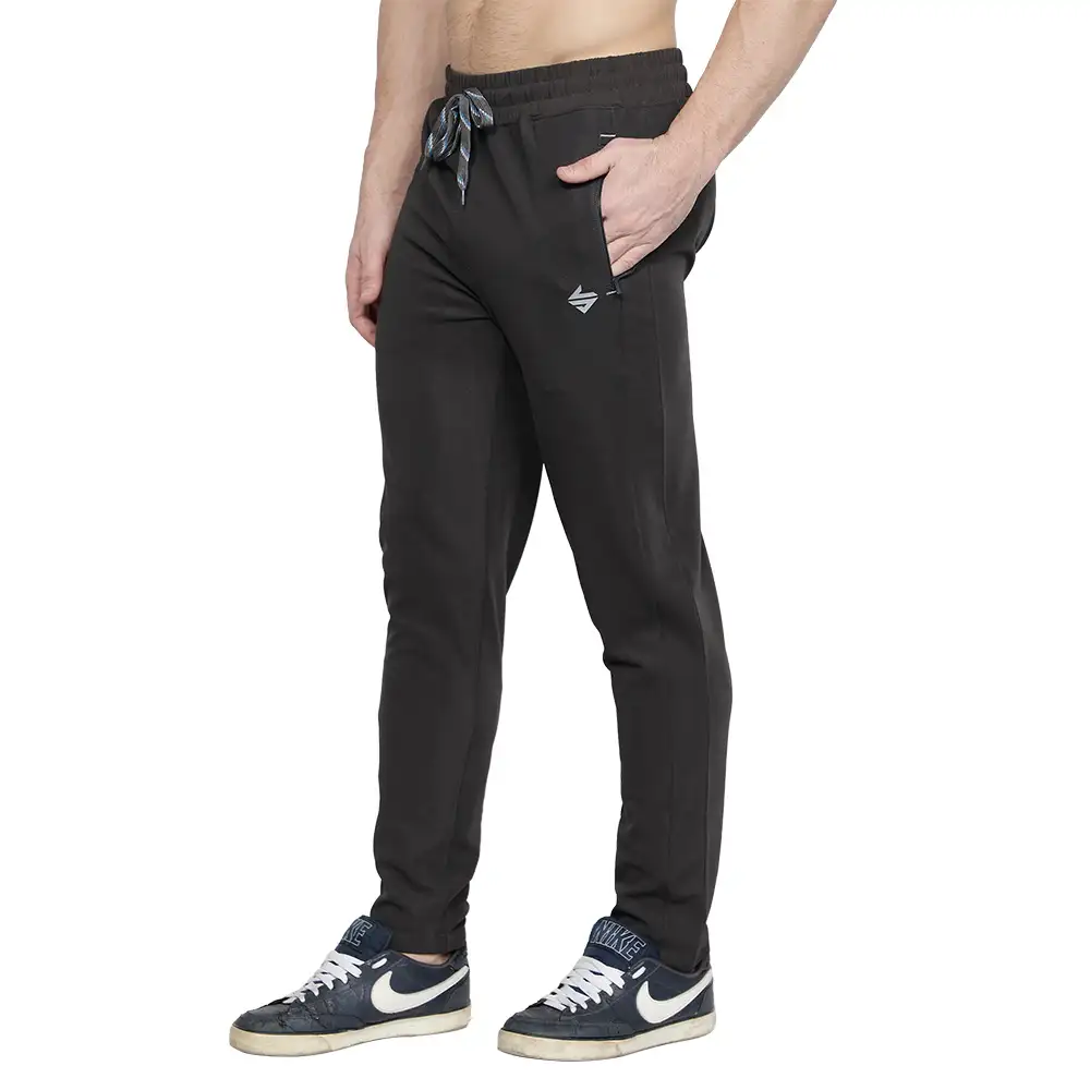 John Ally Gymwear Trackpant for Men with Zipper Pockets & Dryfit Fabric,  Gunmetal Grey  Medium