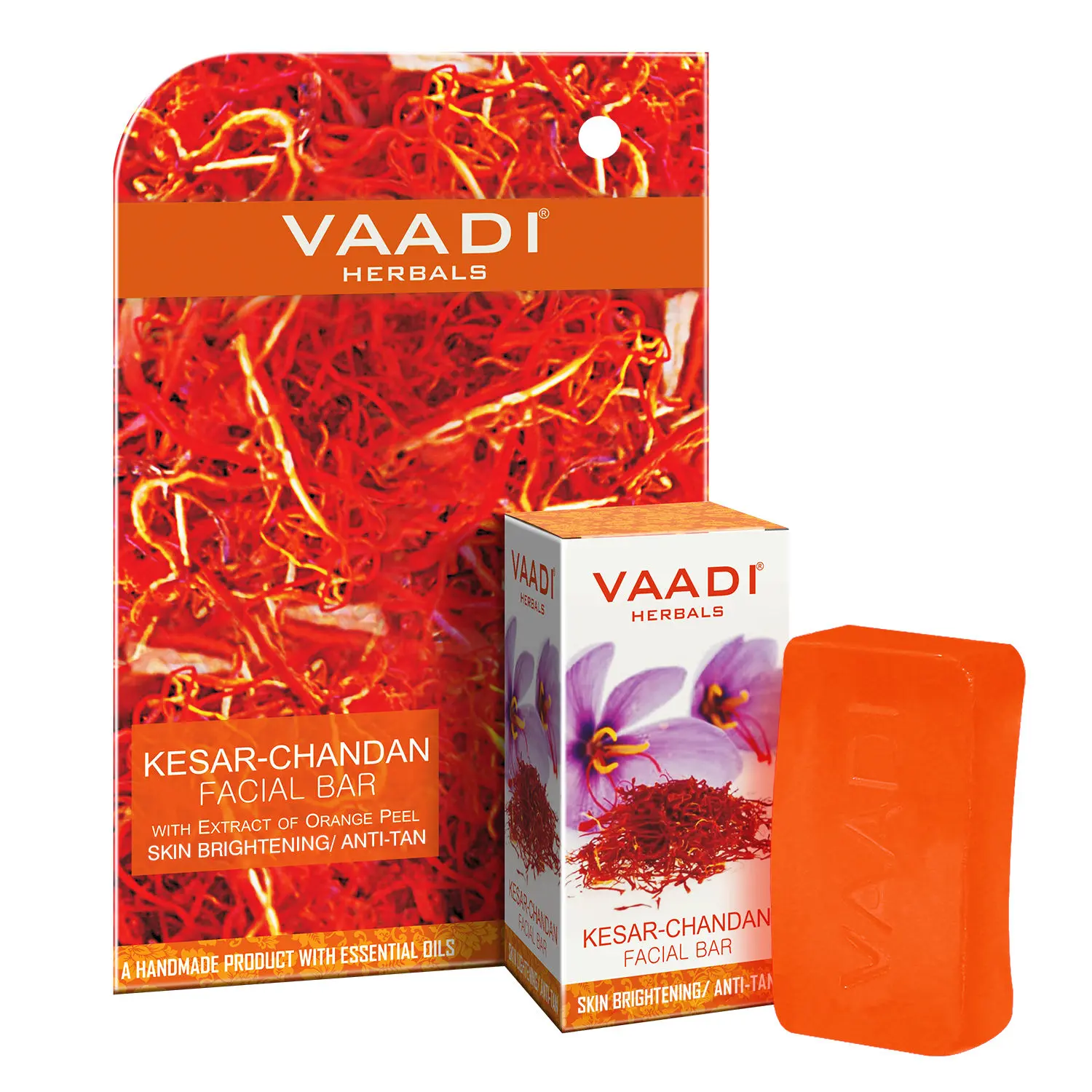 Vaadi Herbals Kesar Chandan Facial Bar with Extract Orange Peel (25 g)