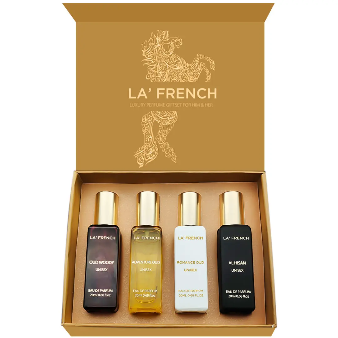 La French Oudh Perfume Gift Set 4x20ml | Extra Long Lasting Oud Perfume Scent Unisex Gift Set (Oudh Gift Set Pack)