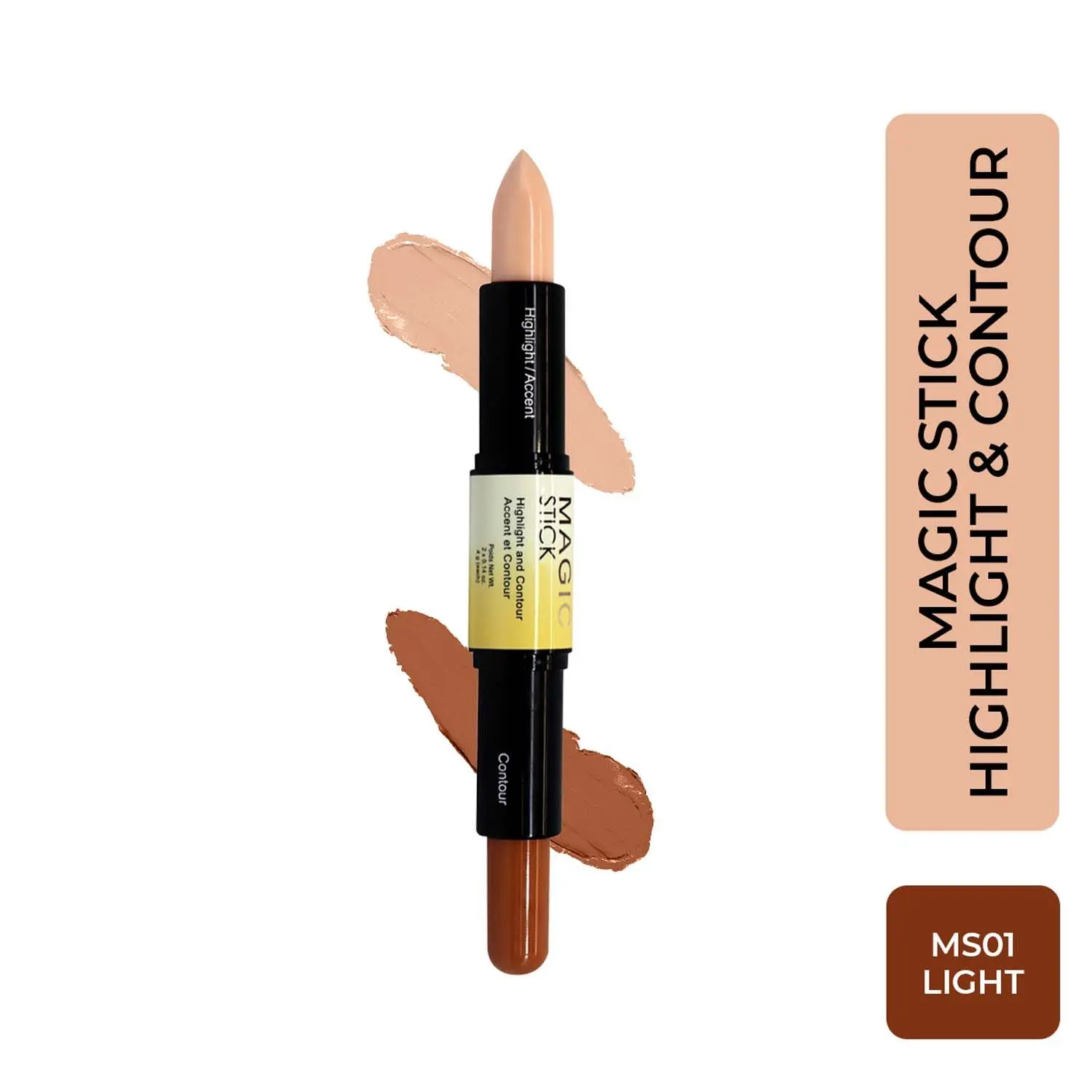 Half N Half Magic Stick 2 in 1 Cover Perfection , Highlight and contour & Accent Contour Concealer, Light 01 (4gm Each)