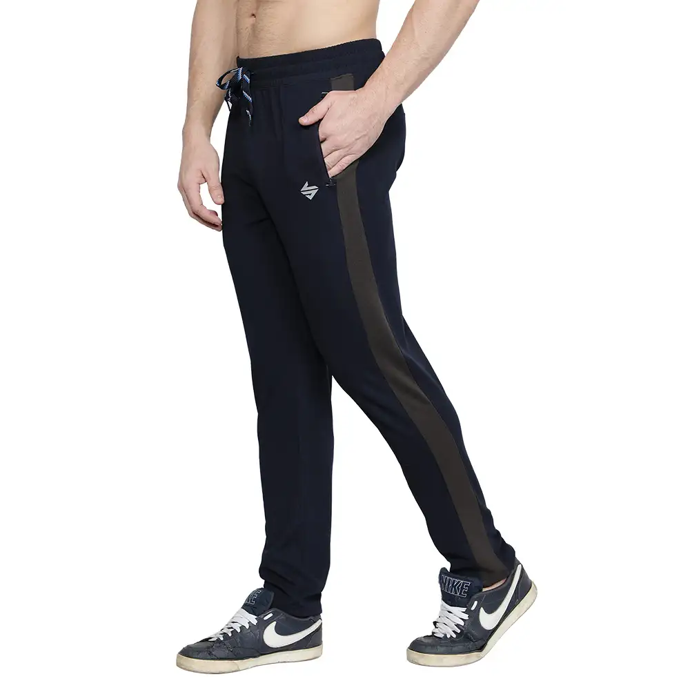 John Ally Men's Gym & Sports Trackpant with Two Zipper Pockets,  Midnight Blue  XXL