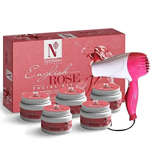 NutriGlow NATURAL'S English Rose Facial Kit (260gm) With Assorted Hair Dryer For Instant Glowing