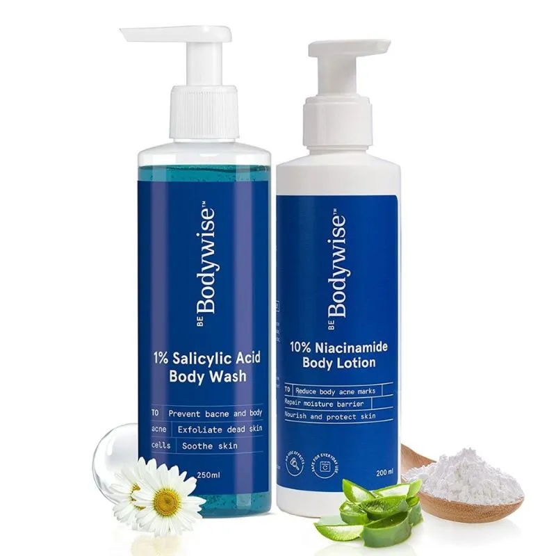 Be Bodywise 1% Salicylic Acid Body Wash + 10% Niacinamide Body Lotion - Improves Skin Texture