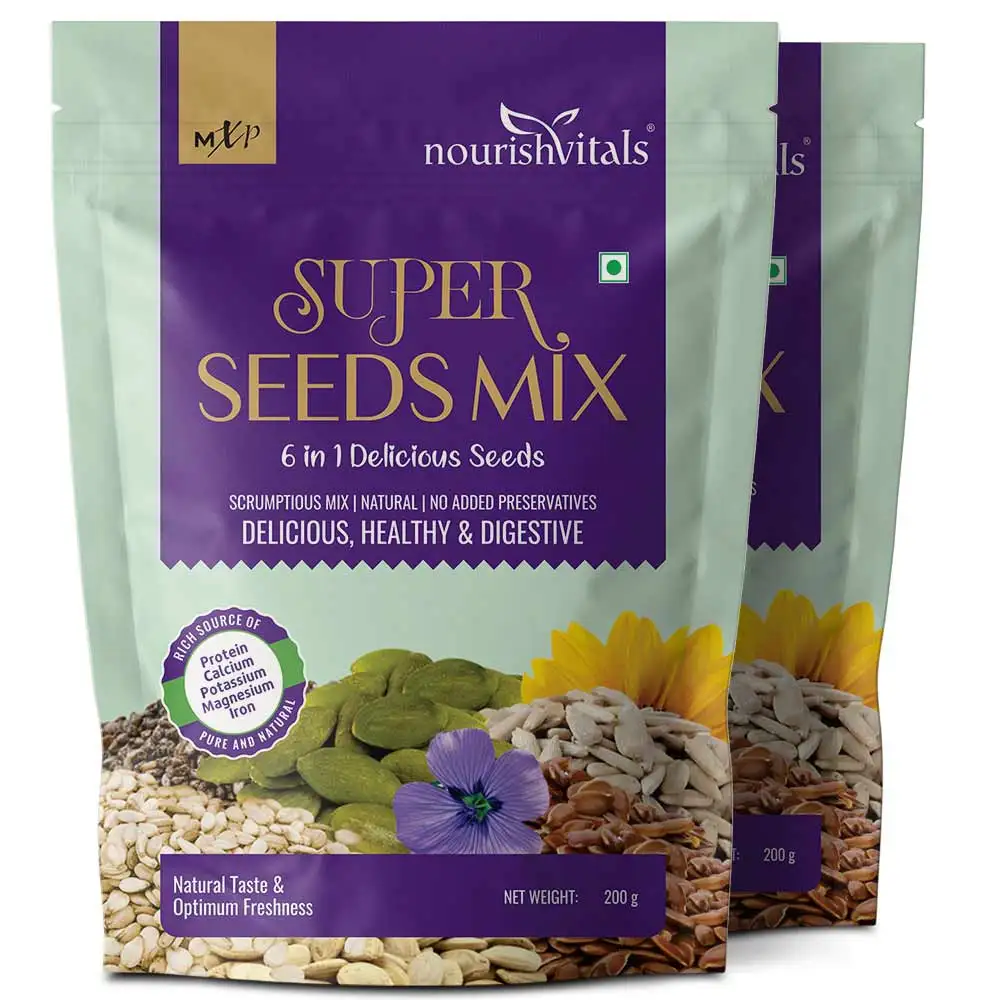 NourishVitals Super Seeds Mix 6 in 1 Delicious Seeds,  Unflavoured (Pack of 2)  200 g