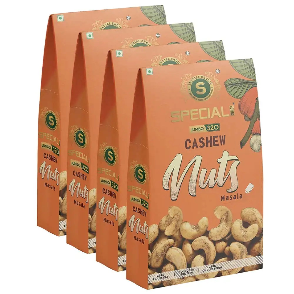 Special Choice Cashew Nuts (Jumbo 320),  Masala (Pack of 4)  250 g