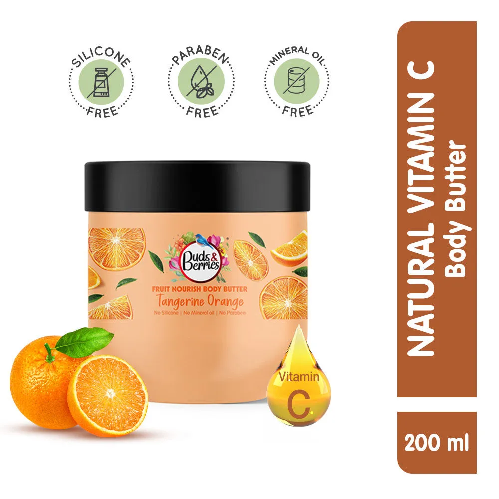 Buds & Berries Fruit Nourish Tangerine Orange Body Butter Enriched With Natural Vitamin C