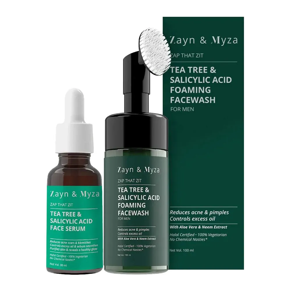 ZM Zayn & Myza Goodbye Oily Skin Combo For Men - Tea Tree & Salicylic Acid Face Wash + Face Serum