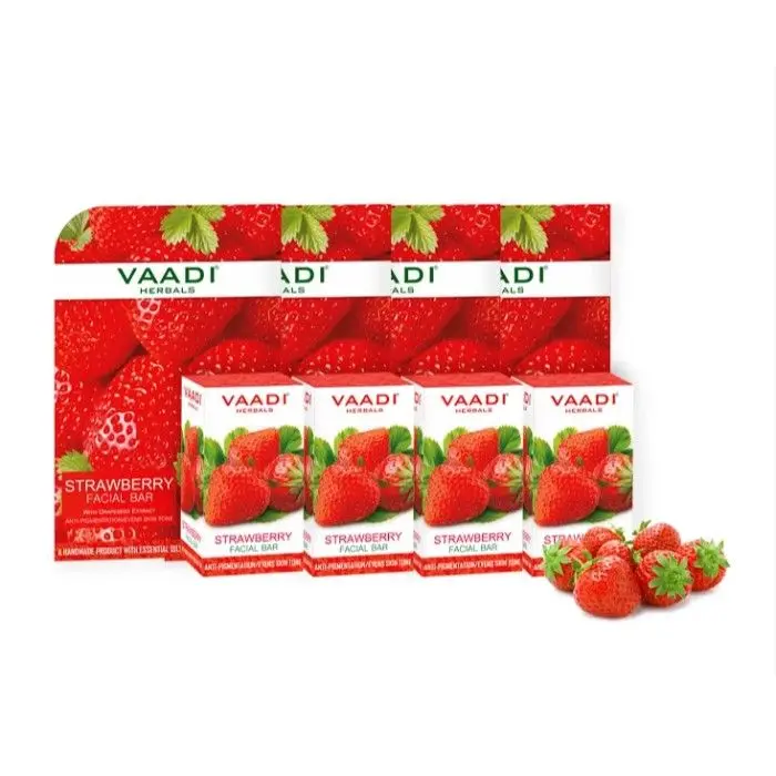 Vaadi Herbals Strawberry Facial Bar with Grapeseed Extract (25 g) (Pack of 4)