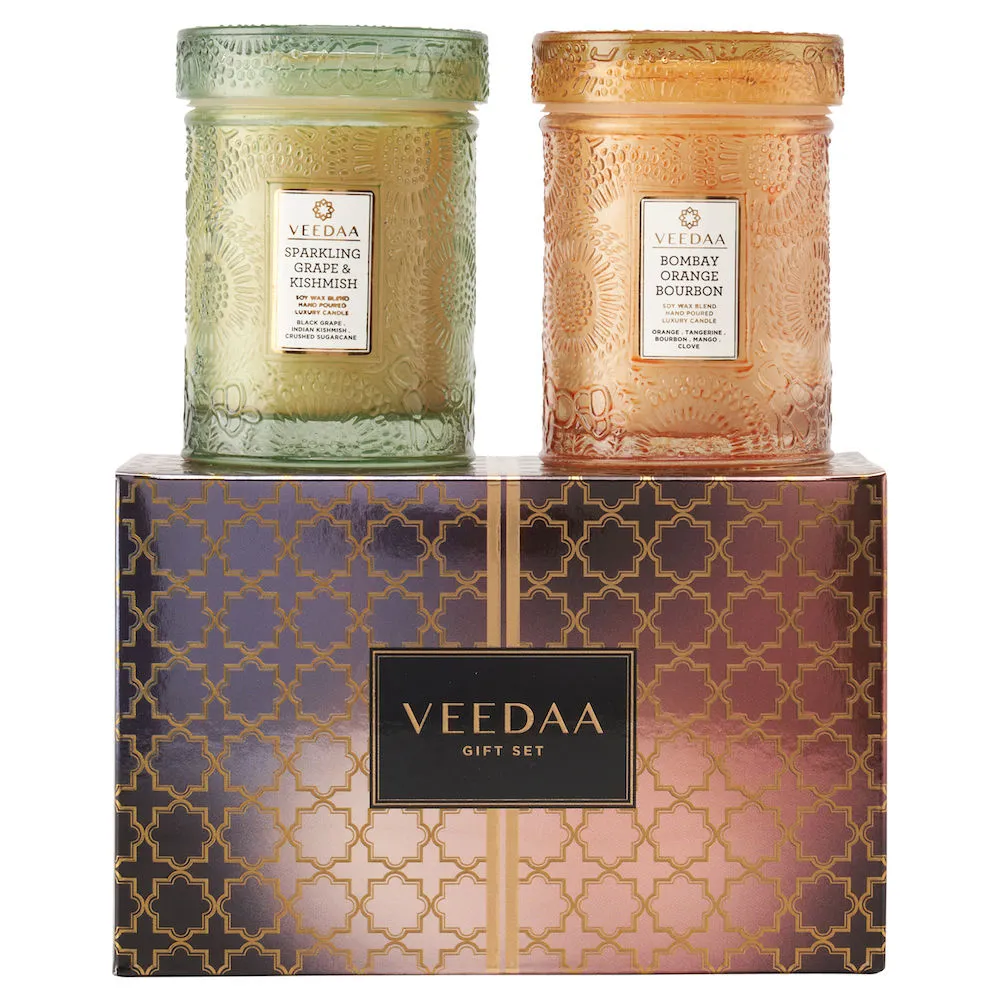 Veedaa Candles Mandala Glass Duo Gift Set Style 2