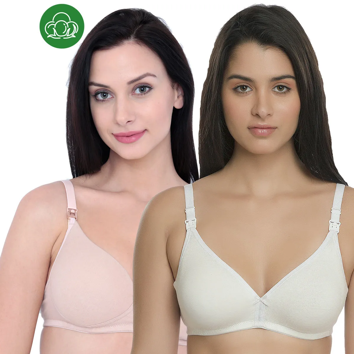 Inner Sense Organic Cotton Antimicrobial Nursing Bra Pack of 2 - Multi-Color (38C)