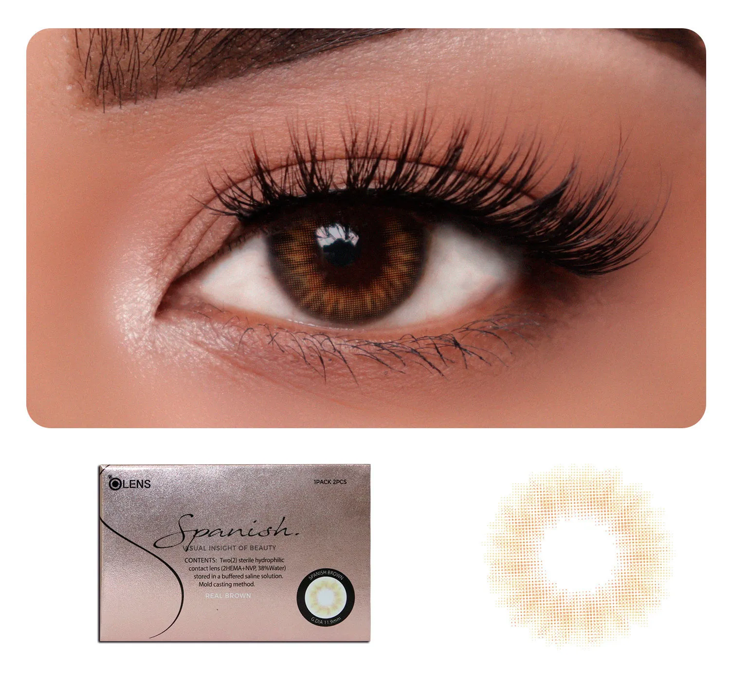 O-Lens Spanish Real Monthly Coloured Contact Lenses - Brown (0.00)