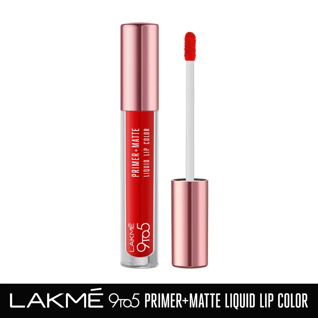 Lakme 9to5 Primer + Matte Liquid Lip Color MR1 Fiery Scarlet - 4.2ml