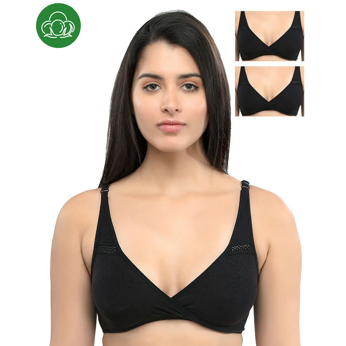 Inner Sense Organic Antimicrobial Sleeping/Feeding Bra Pack Of 3 - Black