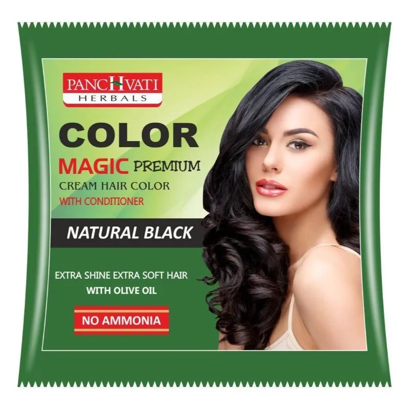 Panchvati Herbals Magic Premium Ammonia Hair Color With Conditioner - Free Natural Black (Pack Of 12)