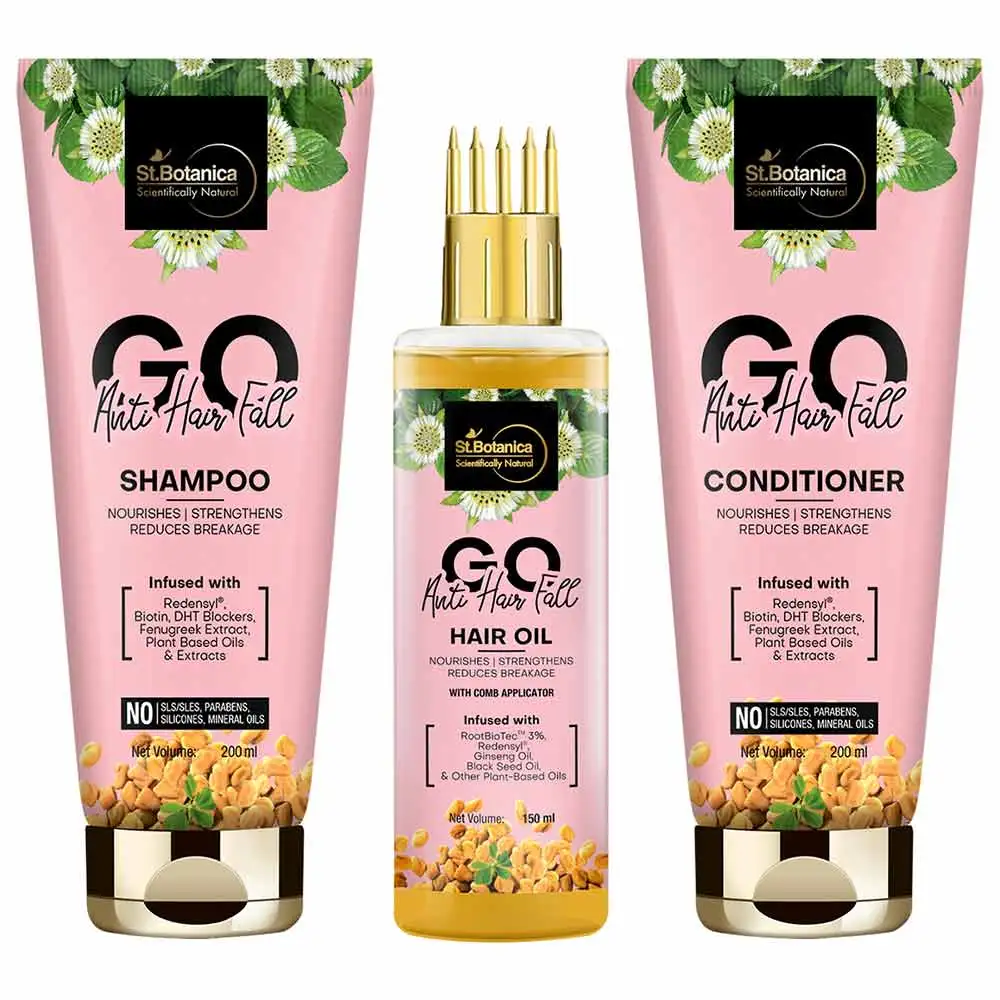 St.Botanica GO Anti Hair Fall Shampoo + Conditioner + Hair Oil,  3 Piece(s)/Pack  for All Type Hair