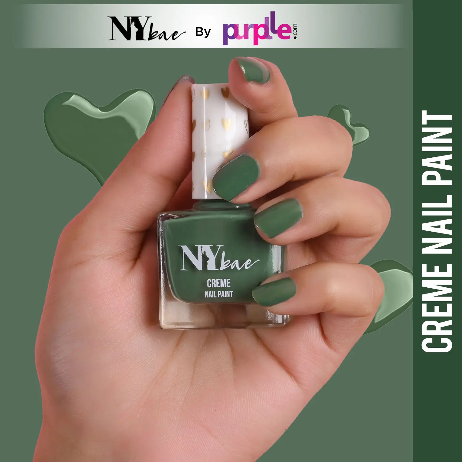 NY Bae Creme Nail Paint - Forest Green 05 (10 ml) | Green |Rich Pigment | Chip-proof | Full Coverage | Travel Friendly | Vegan