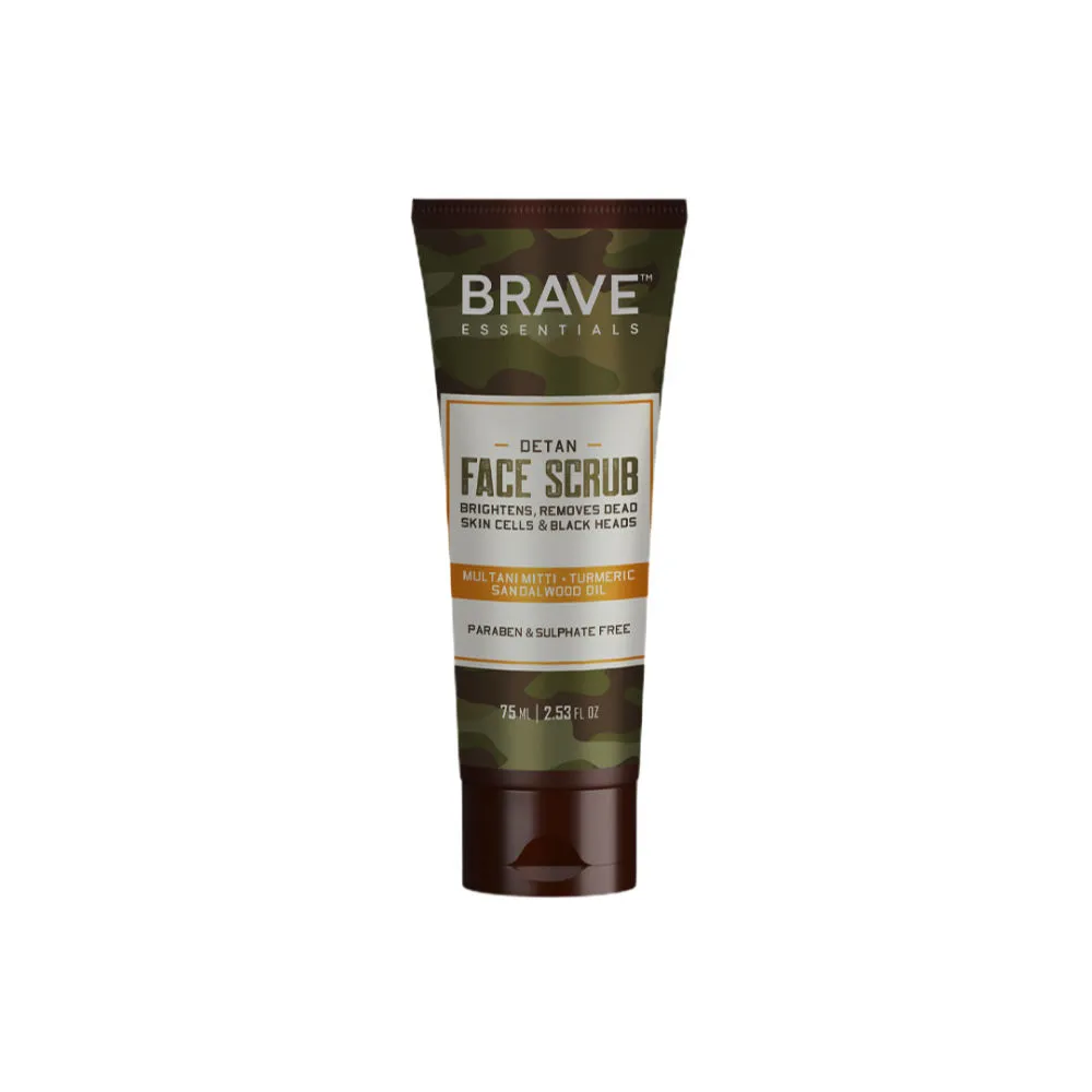 BRAVE ESSENTIALS De Tan Face Scrub Brightens Removes Dead Skin Cells & Black Heads