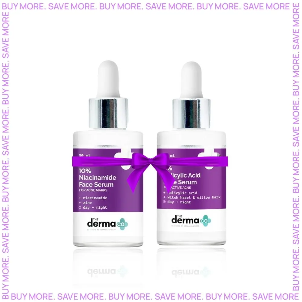 The Derma co. 10% Niacinamide Face Serum for Acne Marks + The Derma co.2% Salicylic Acid Face Serum for Active Acne Marks