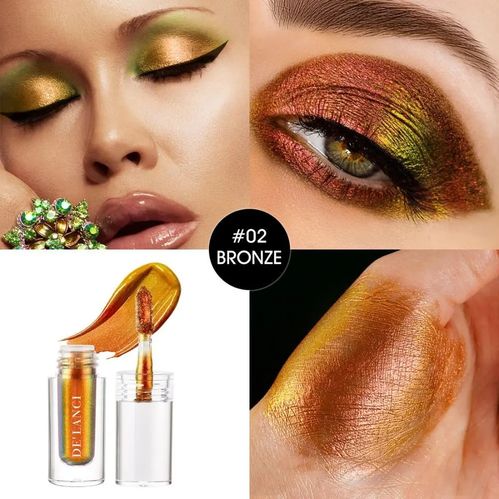 DE'LANCI Liquid Glitter Eyeshadow Long Lasting Multicolor Shifting Chameleon - BRONZE