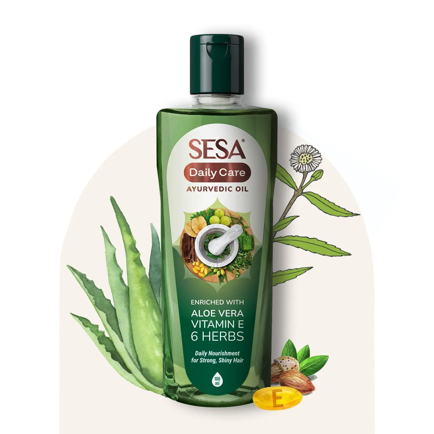 Sesa Daily Care Light Ayurvedic Oil - Aloe Vera, Vitamin E & 6 Ayurvedic Herbs - 100 ml