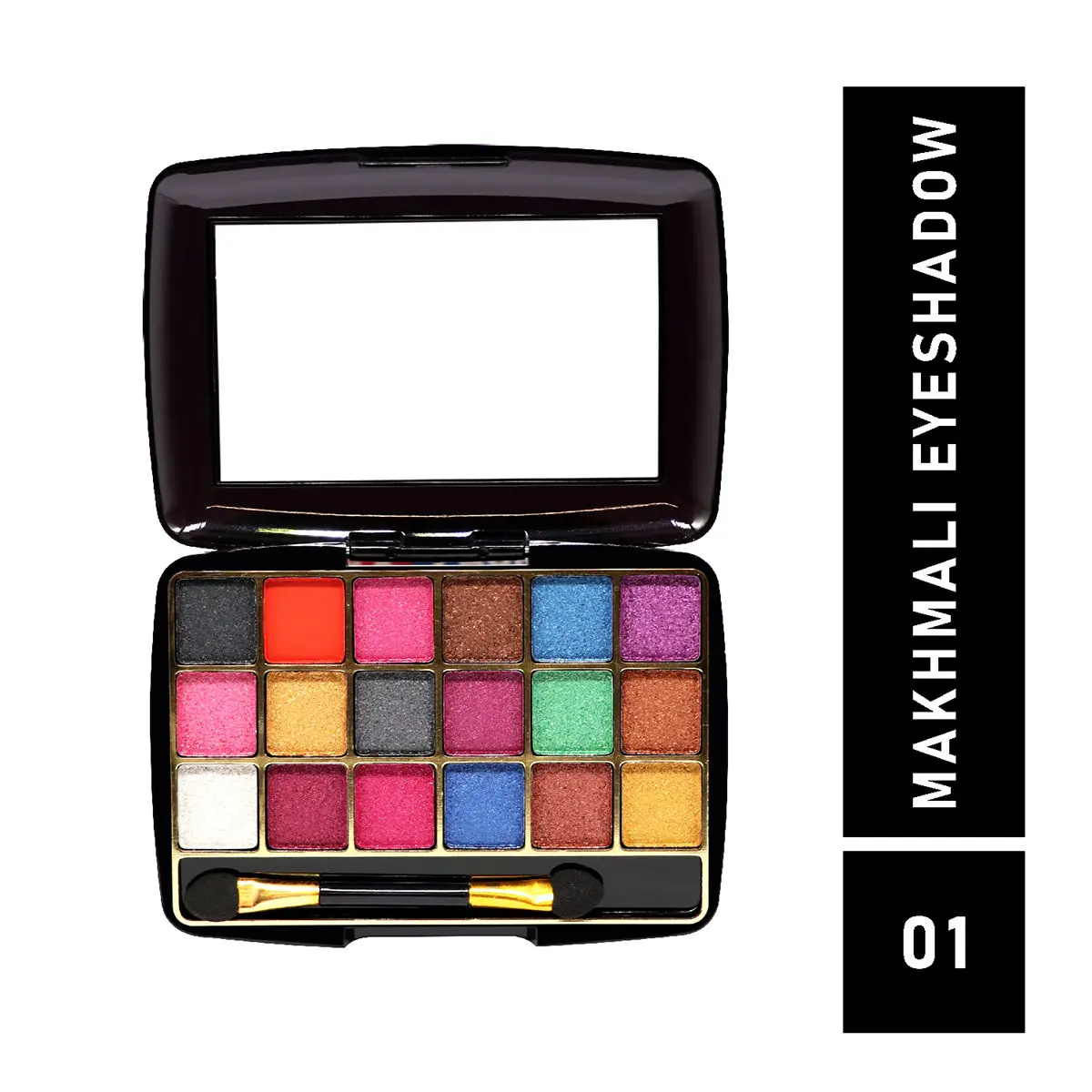 Half N Half 18 Colours Makhmali Eyeshadow with Brush in Palette, Flawless Shades, Easy to Blend, Waterproof Durable Highly Pigmented Eye Makeup Set Gift for Women, Multicolour-01 (12.8gm)