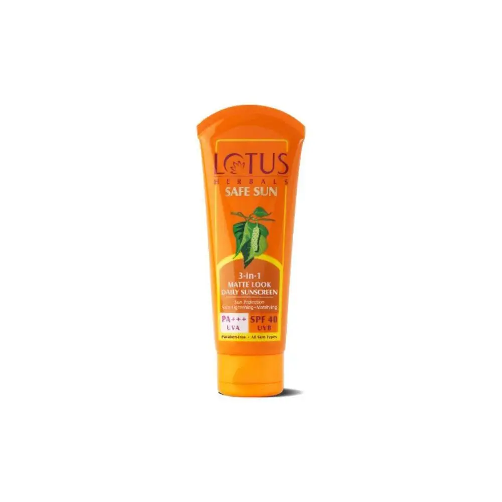 Lotus Herbals Safe Sun 3 In 1 Tinted Daily Sunscreen | Matte Look | SPF 40 | PA+++ | For All Skin Types | 100g