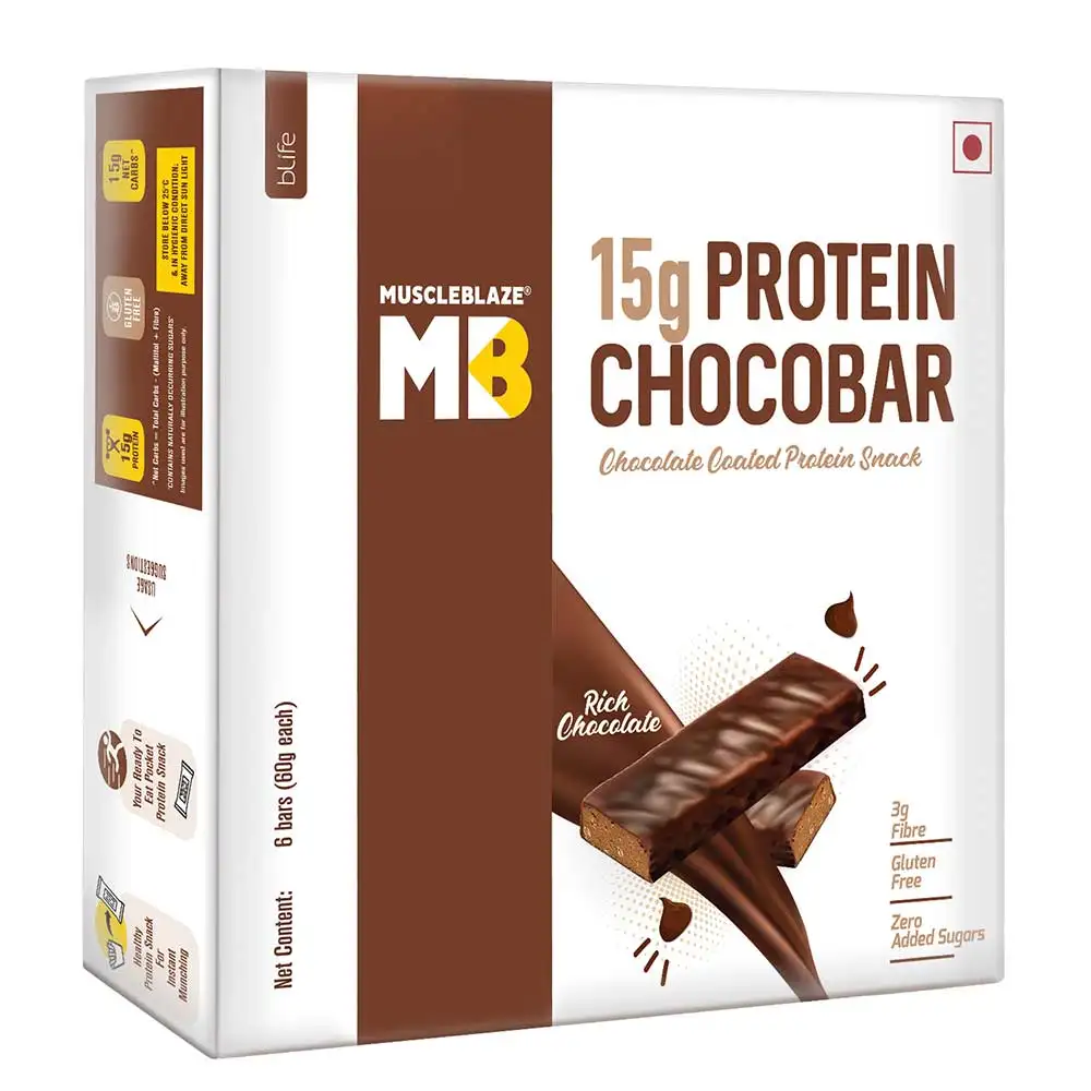 MuscleBlaze ChocoBar (15g Protein) OP,  6 bar(s)  Rich Chocolate