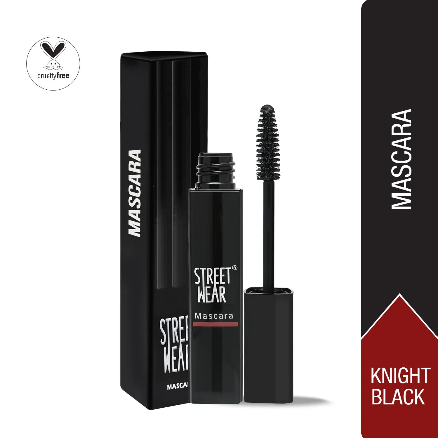 STREET WEAR® Mascara -KNIGHT BLACK (Black) - Voluminous Lash Lift, Non Clumping, Flake Free, Smudge Free, 100% Waterproof Formulation, Enriched with Aloe Vera, Vitamin E and Panthenol