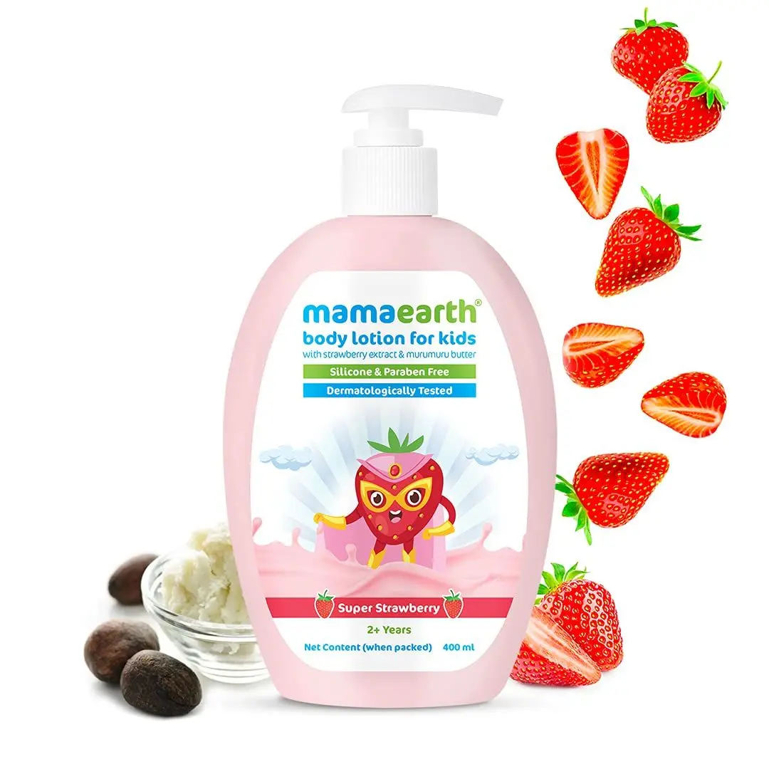 Mamaearth Super Strawberry Body Lotion for Kids with Strawberry extract & murumuru Butter - 400 ml