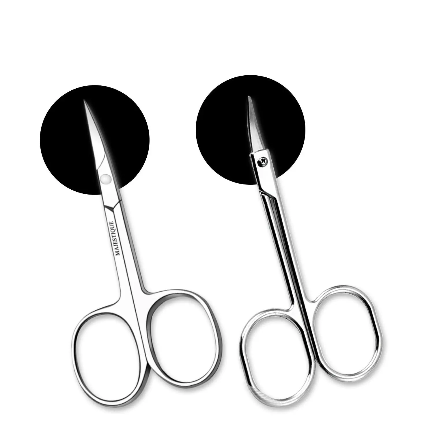 Majestique 2Pcs Professional Cuticle Scissors - Use as Fingernails, Eyebrow Scissors Toenails