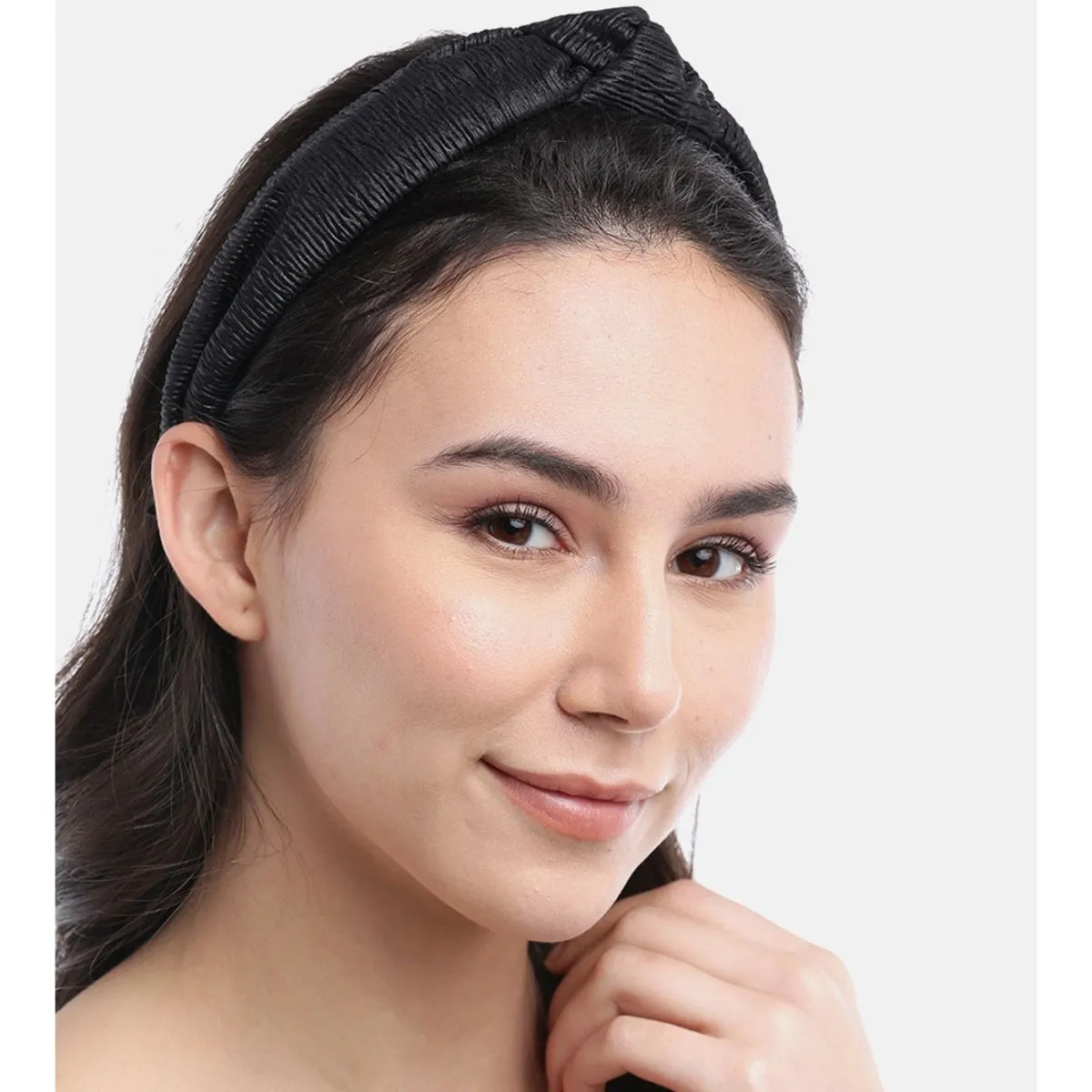 Blueberry Black Pleated Knot Hair Band