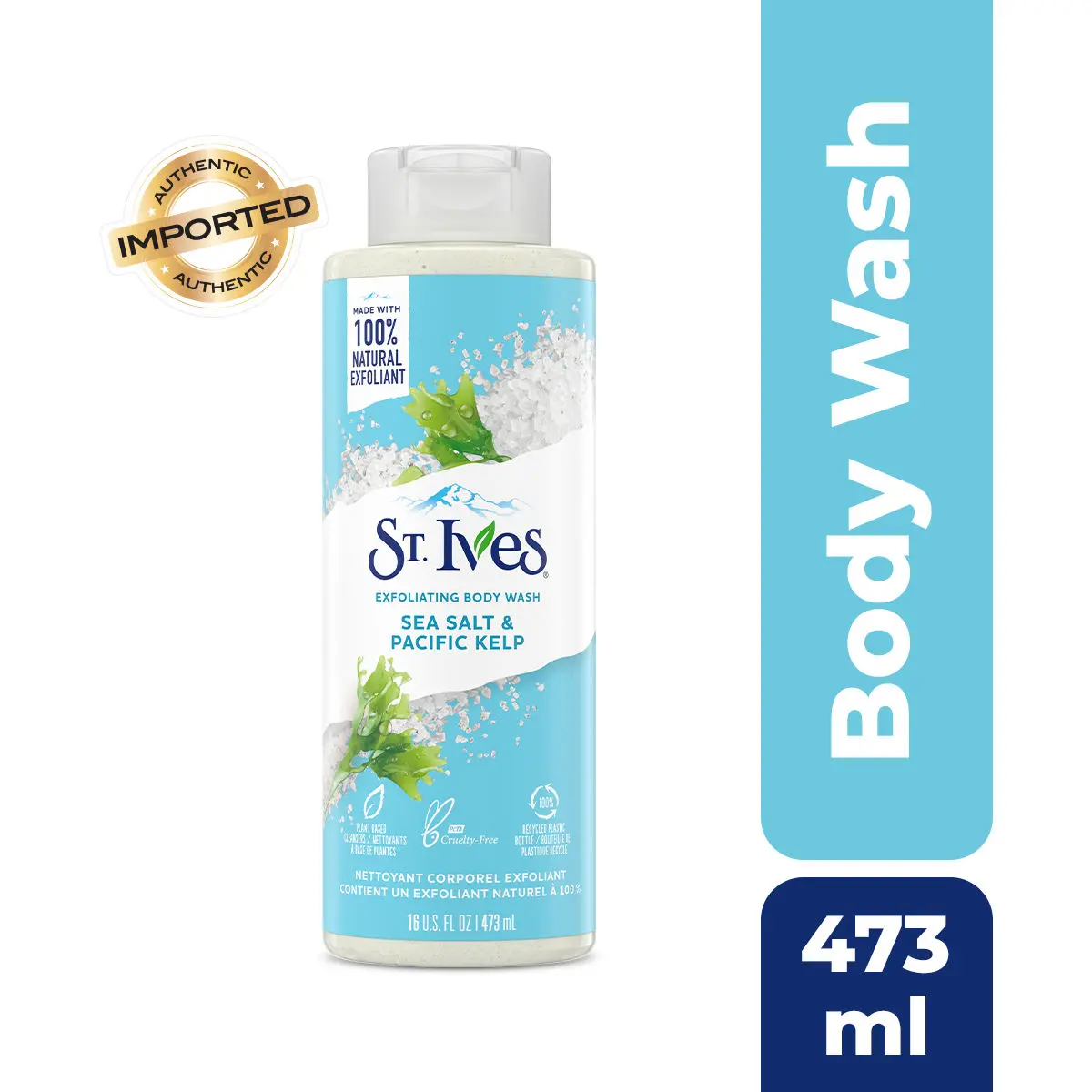 St. Ives Exfoliating Sea Salt & Pacific Kelp Body Wash/Shower gel for Women | 100% Natural Extracts | Cruelty Free | Paraben Free |473ml