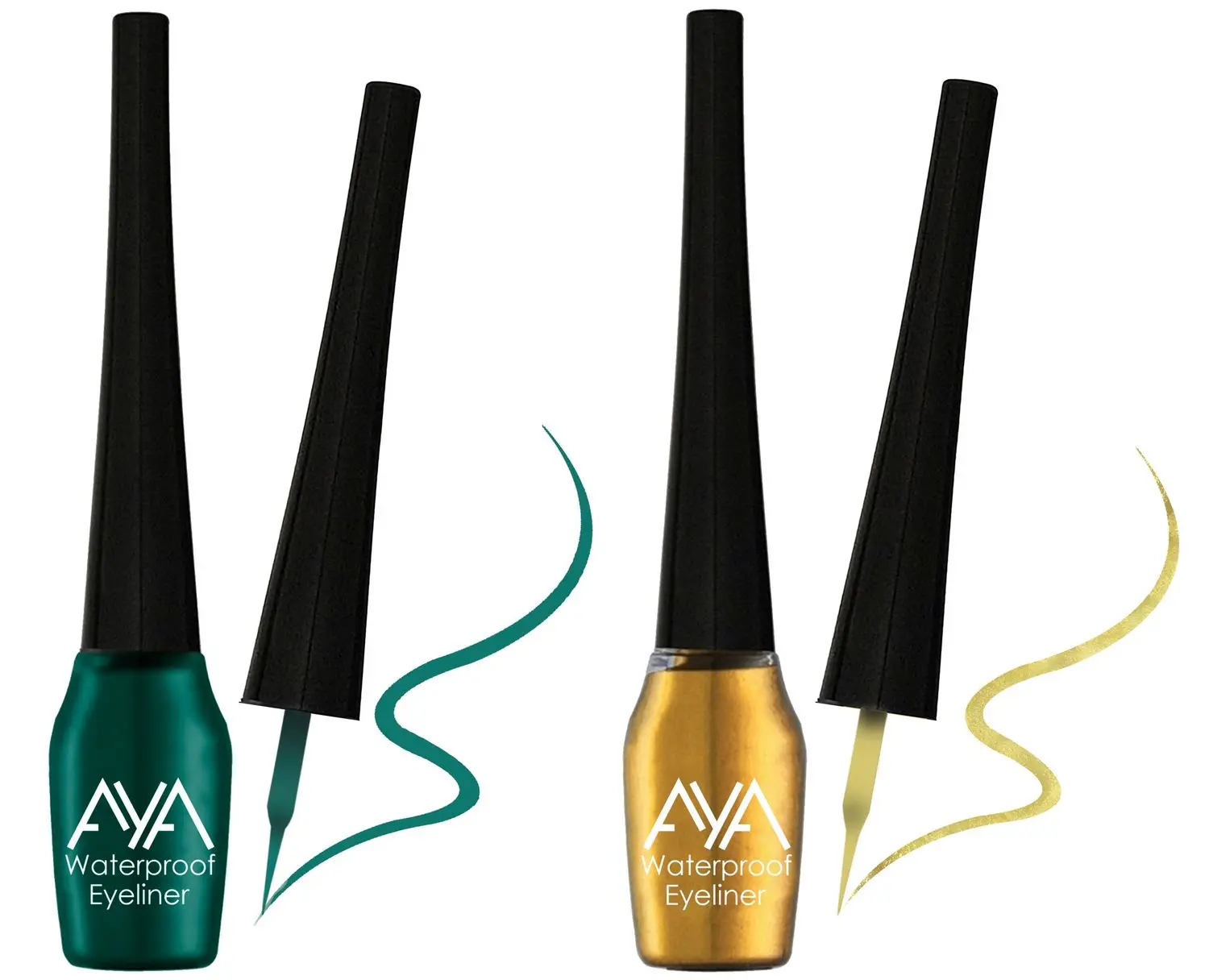 AYA Waterproof Eyeliner, Set of 2 (Green and Golden)