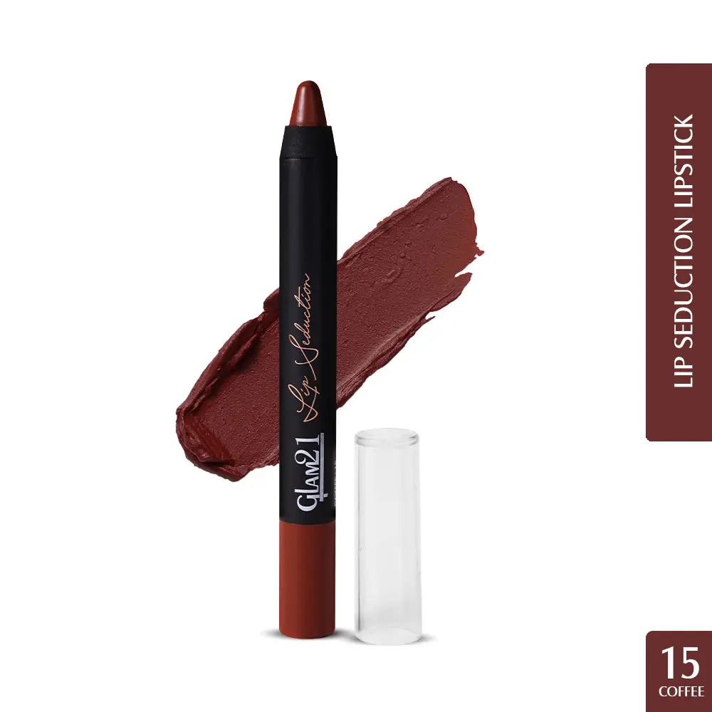 Glam 21 Lip Seduction Non- Transfer Crayon Lipstick| Lightweight & Longlasting|Creamy Matte Formula - 2.8gm|Coffee|15