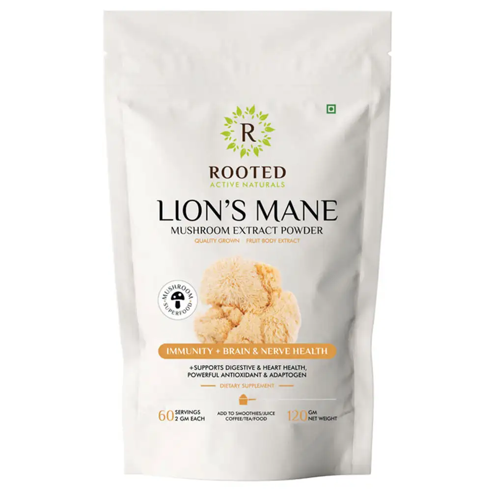 Rooted Active Naturals Lion's Mane Mushroom Extract Powder,  120 g