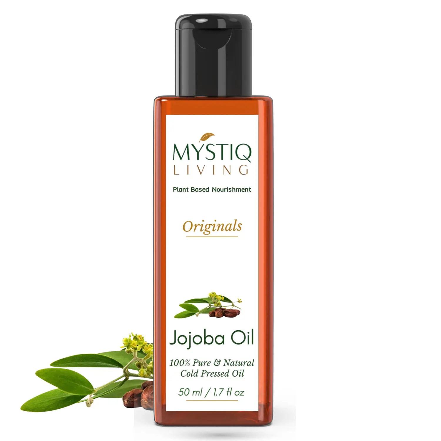 Mystiq Living Originals - Pure Golden Virgin Jojoba Oil | Hair, Skin & Face Care | Natural Makeup Remover | Cold Pressed | 100% Pure and Natural - 50 ML