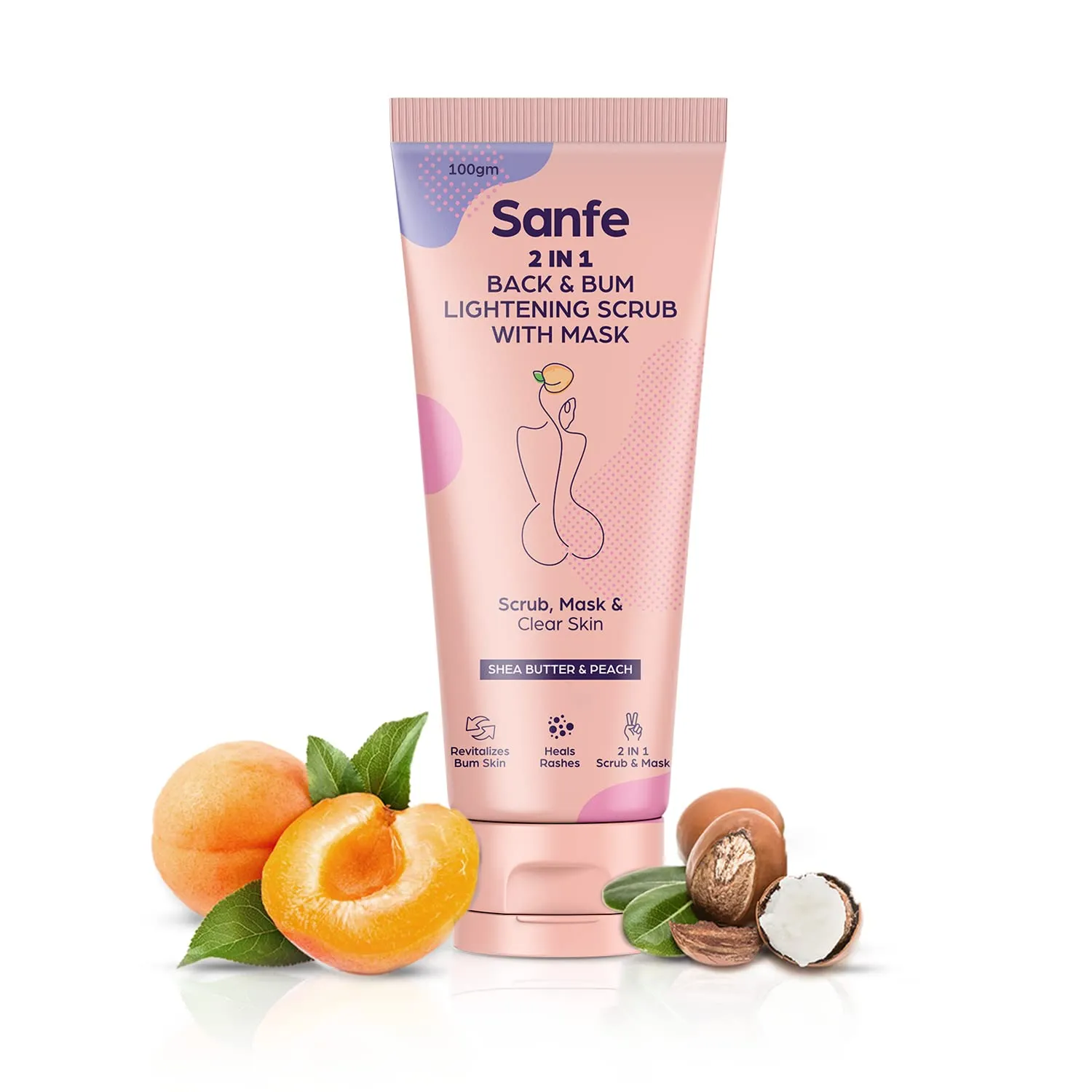 Sanfe 2 in 1 Back & Bum Lightening Scrub with Mask