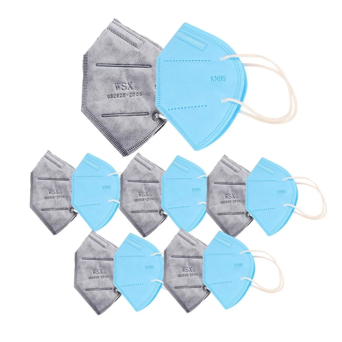 OOMPH Pack Of 36 Anti-pollution Reusable 5-layer Mask ( Blue,grey)