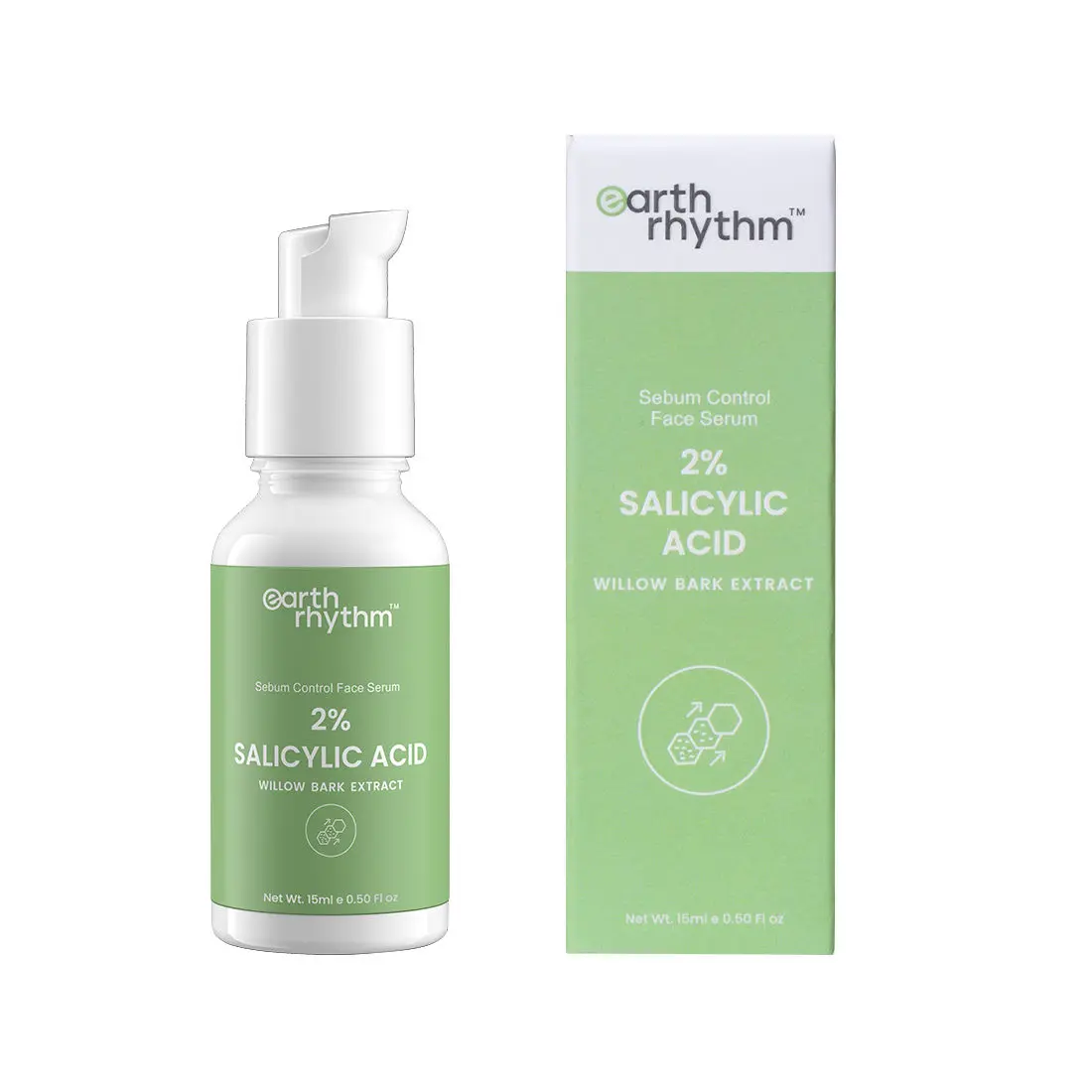 Earth Rhythm 2% Salicylic Acid - Sebum Control Serum | Clear Out Pores, Prevent Acne, Control Sebum Production | for Oily Acne Prone Skin | Men & Women - 15 ML