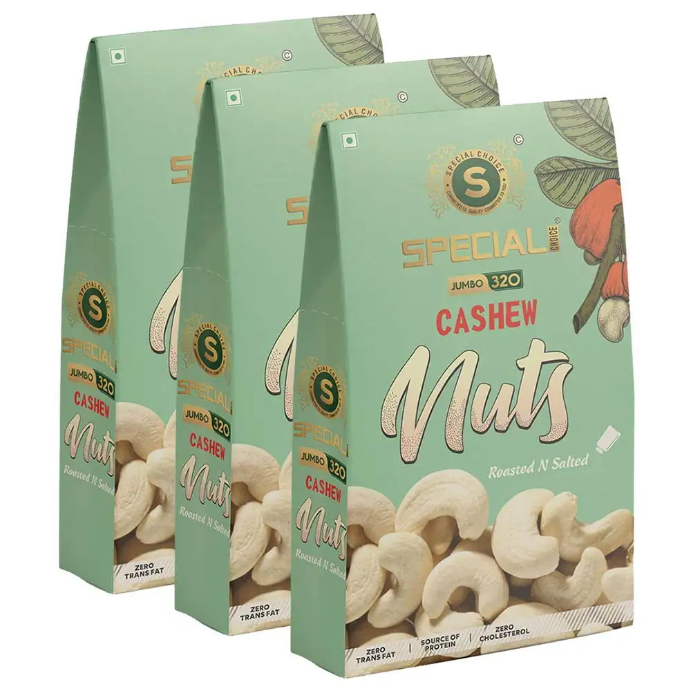 Special Choice Cashew Nuts (Jumbo 320),  Roasted & Salted (Pack of 3)  250 g