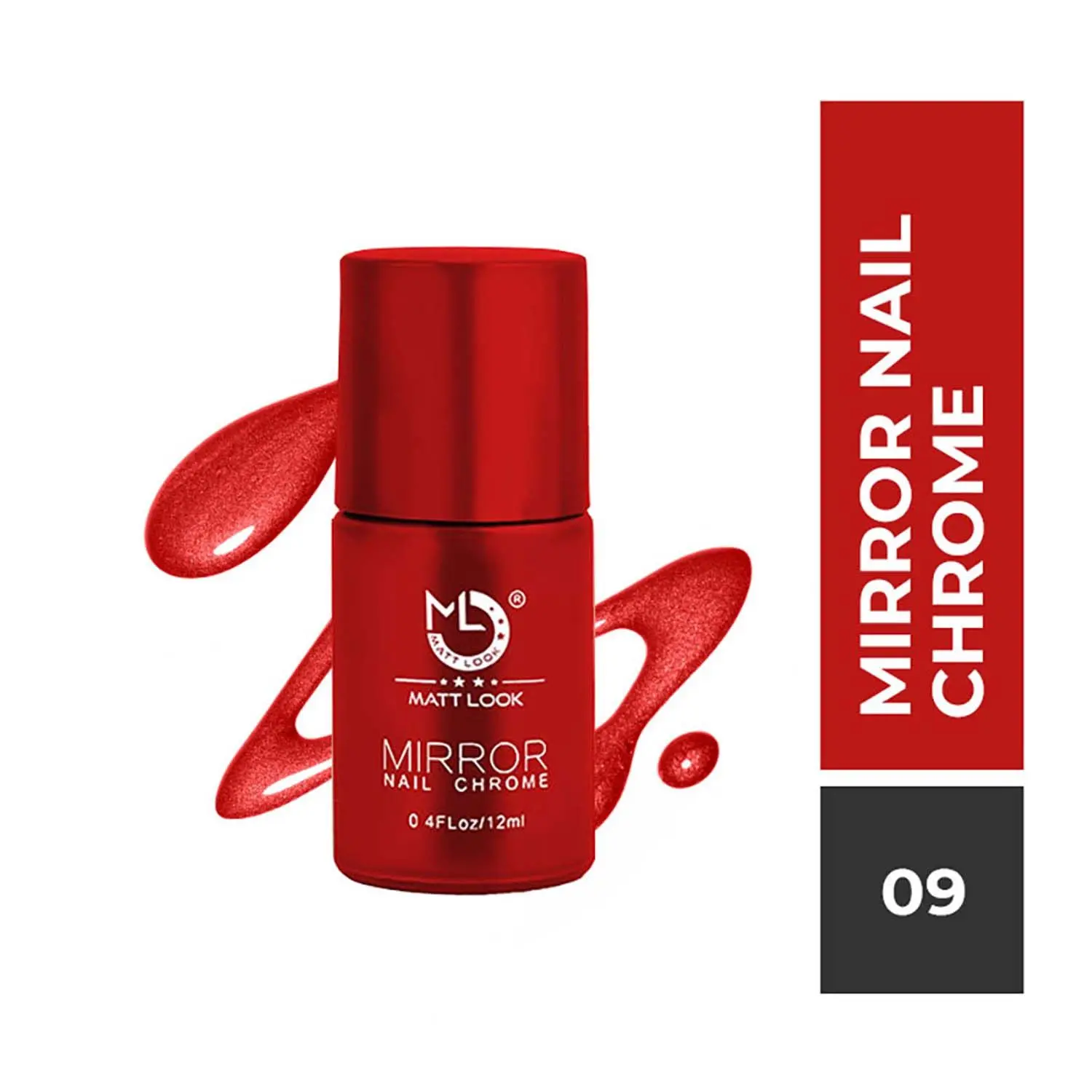 Matt look Shine Like Mirror Nail Chrome, Red-A (12ml)