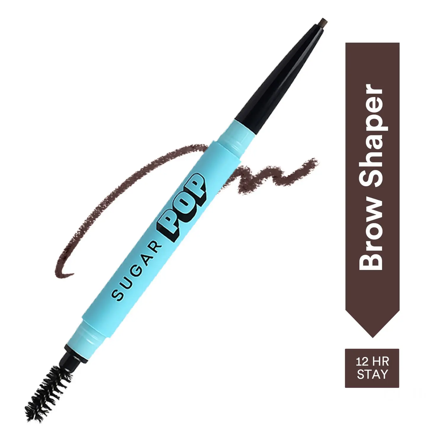 SUGAR POP Brow Shaper - 01 Walnut (Natural Universal Brown) - Brow Definer Eyebrow Shaper l Smudge Proof, Water Proof l Stay All Day Formula with built-in Spoolie Brush l Brow Shaper for Women