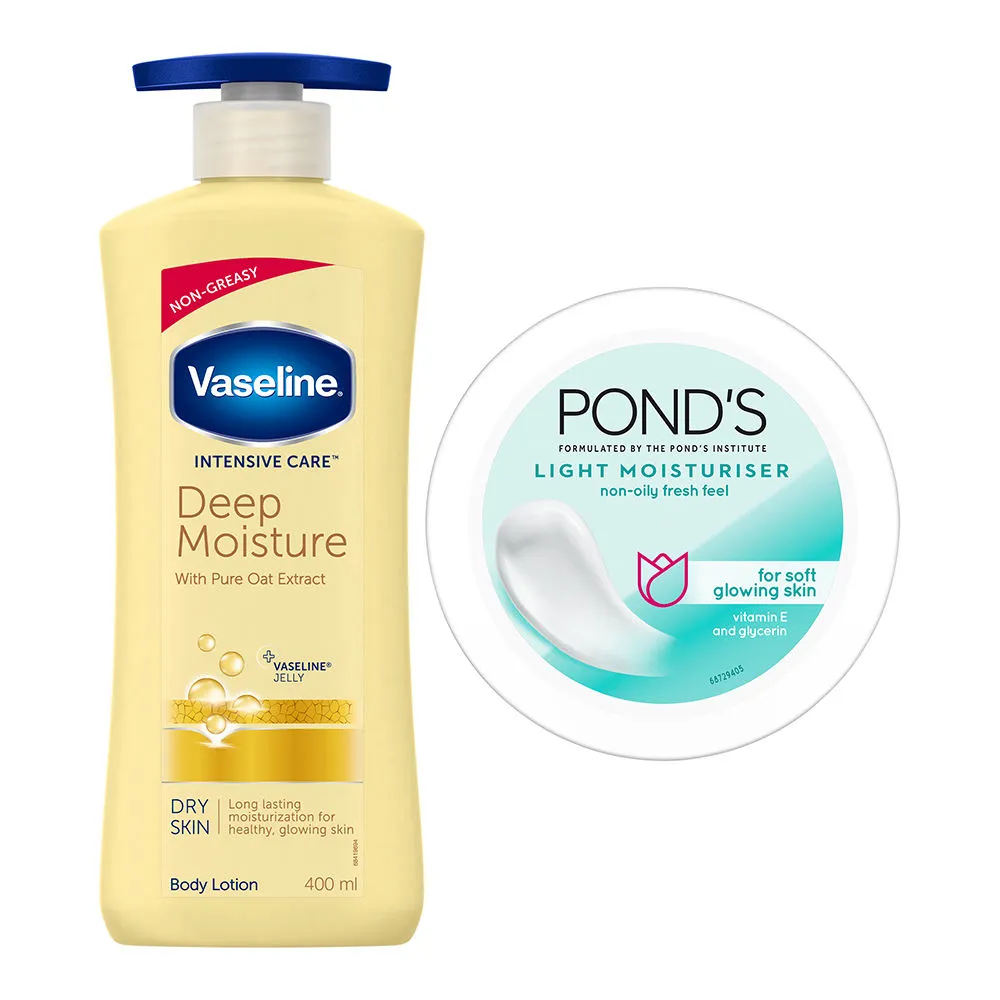 Vaseline Deep Moisture Lotion With Ponds Light Moisturiser For Soft Skin