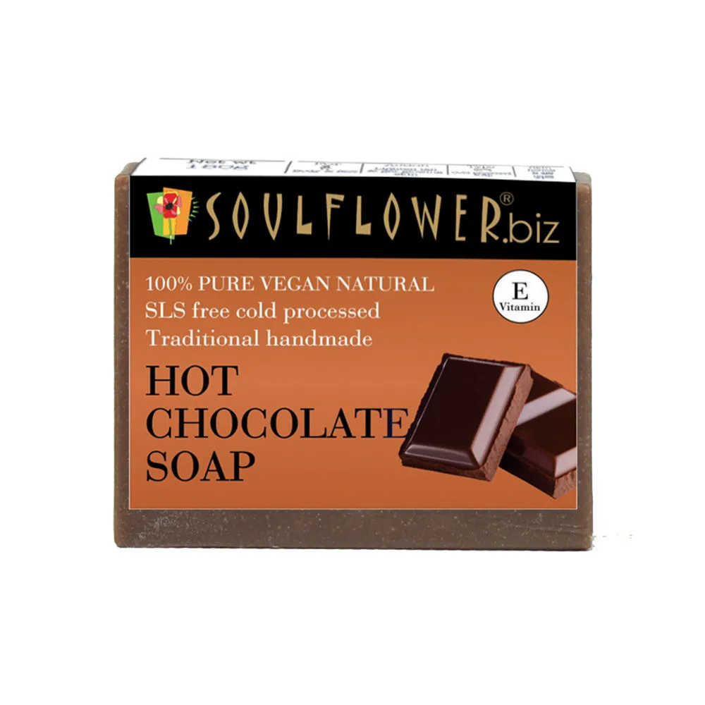 Soulflower Organic Handmade Hot Coco Butter Chocolate Bathing Bar Soap,Winter Moisturizer, Face Body