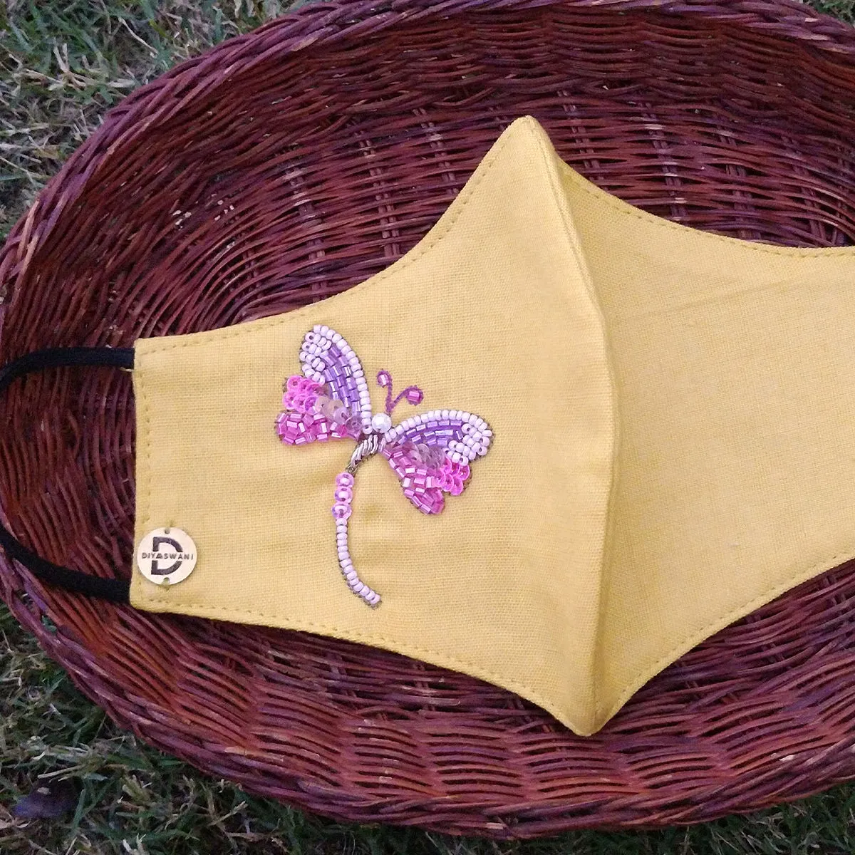 Diya Aswani Yellow Dragon Fly Mask